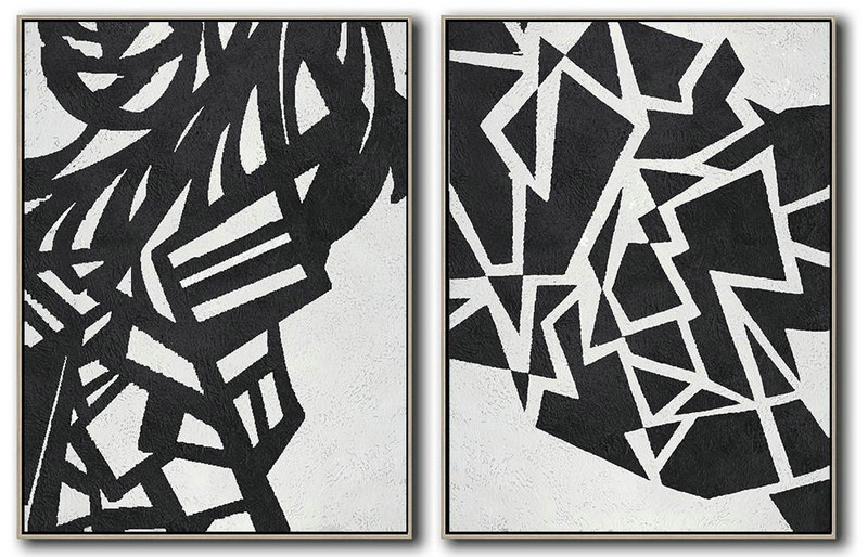 Handmade Large Contemporary Art,Set Of 2 Minimal Painting On Canvas - Art Work